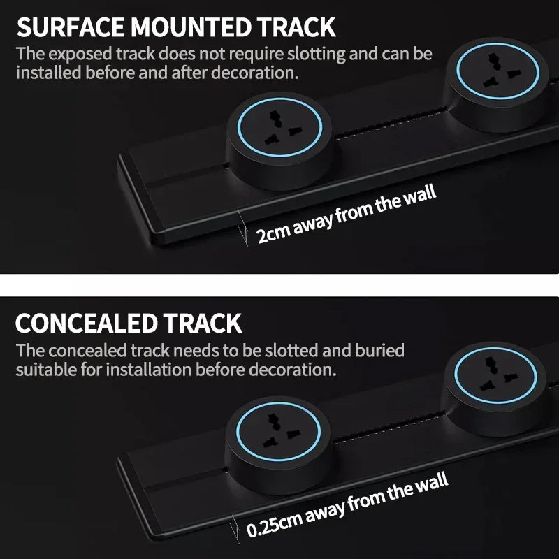 Rail Track Socket UK EU US Standard Round Romovable Adapter Socket Home Kitchen Meeting - Storage Shelf - view 3