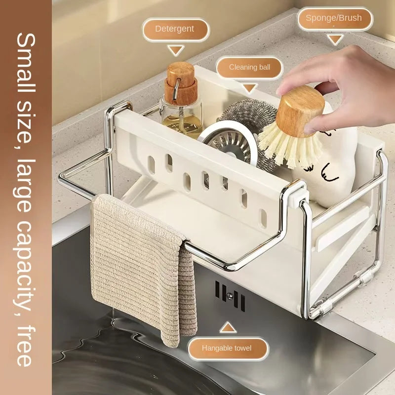 Stainless steel kitchen shelf, sink towel rack, drain basket, kitchen utensil rack - Cabinet Organizer - view 2