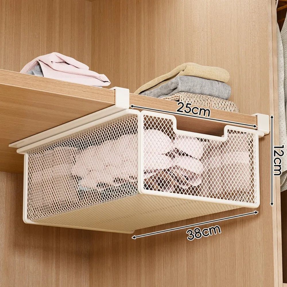 Large Capacity Underwear Storage Basket Pure Color Under Shelf Hanging Organizer - Cabinet Organizer - view 8