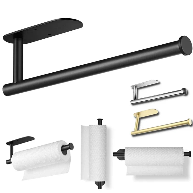 Wall Mounted Kitchen Racks Storage Stainless Steel Paper Towel Holder Self-Adhesive - Storage Shelf - view 8