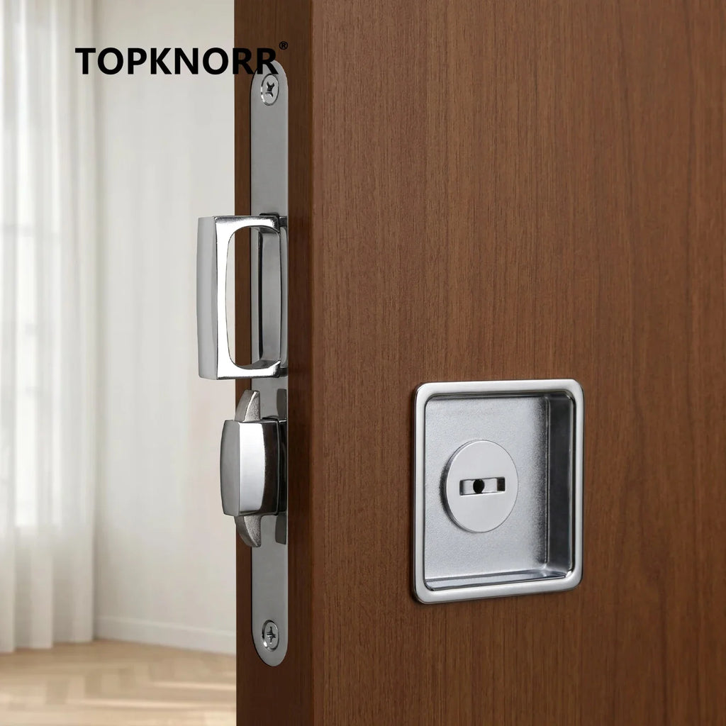 Black Invisible Pocket Sliding Door Lock with Side Handle for Balcony Kitchen Bathroom - Home Improvement - view 2
