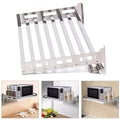 Wall Mount Microwave Oven Shelf Kitchen Item Storage Bracket With 12 Hooks SS201 Stainless - Storage Shelf