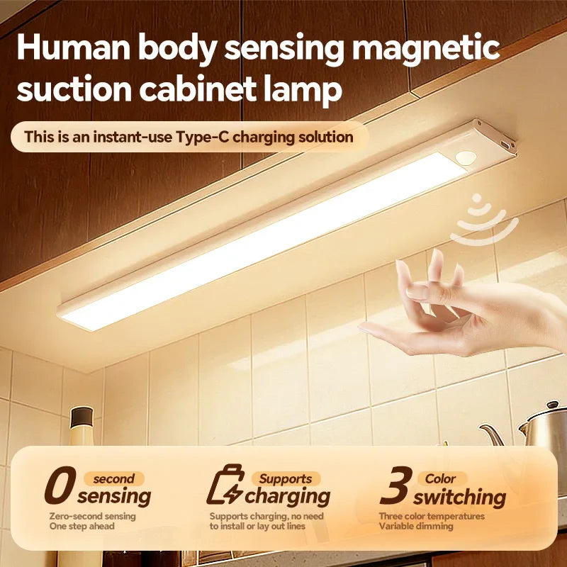 5V Type-C USB Rechargeable LED Motion Sensor Light Bar for Kitchen Cabinet Wardrobe - Cabinet Organizer - view 2