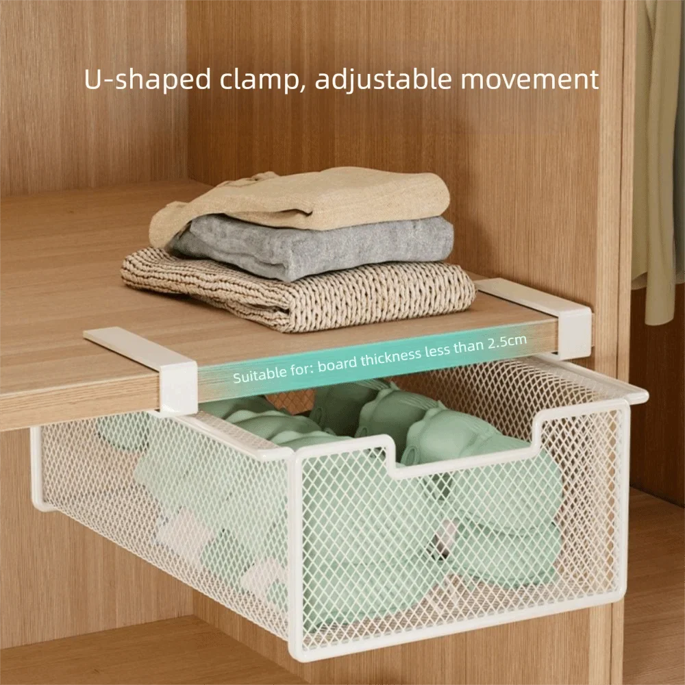Large Capacity Underwear Storage Basket Pure Color Under Shelf Hanging Organizer - Cabinet Organizer - view 3