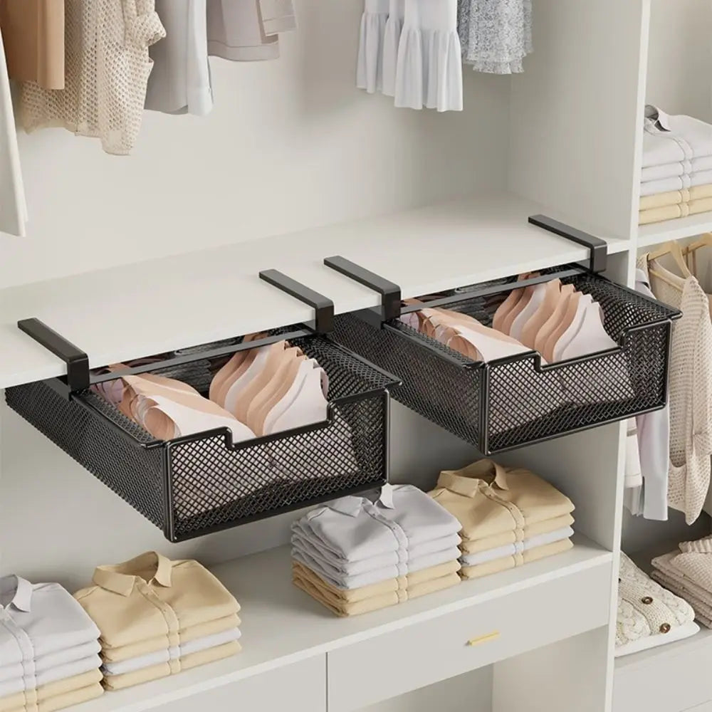 Large Capacity Underwear Storage Basket Pure Color Under Shelf Hanging Organizer - Cabinet Organizer - view 2