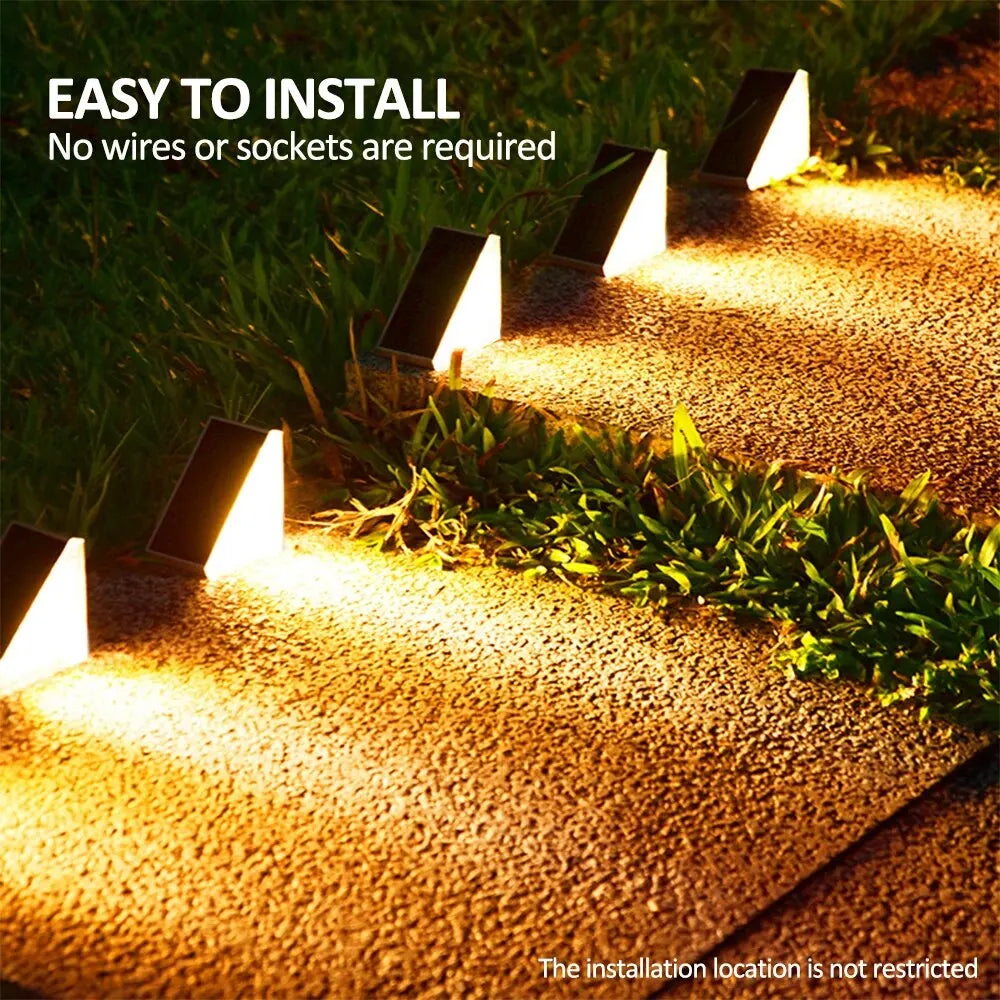 Outdoor Solar Step Lights Warm White RGB Triangle IP67 Waterproof Auto on Decoration Deck - Solar Light - view 2