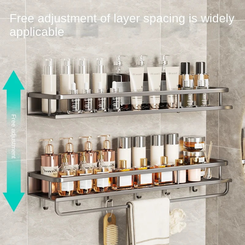 Light luxury kitchen multi-functional storage rack wall-mounted spice rack hole-free - Storage Shelf - view 4