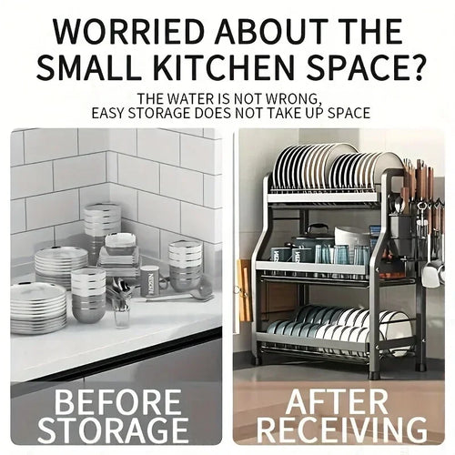 2/3 Tier Accessories For Kitchen Utensils Alacena Set Large Rust-proof Rack Dish - Storage Shelf - view 2