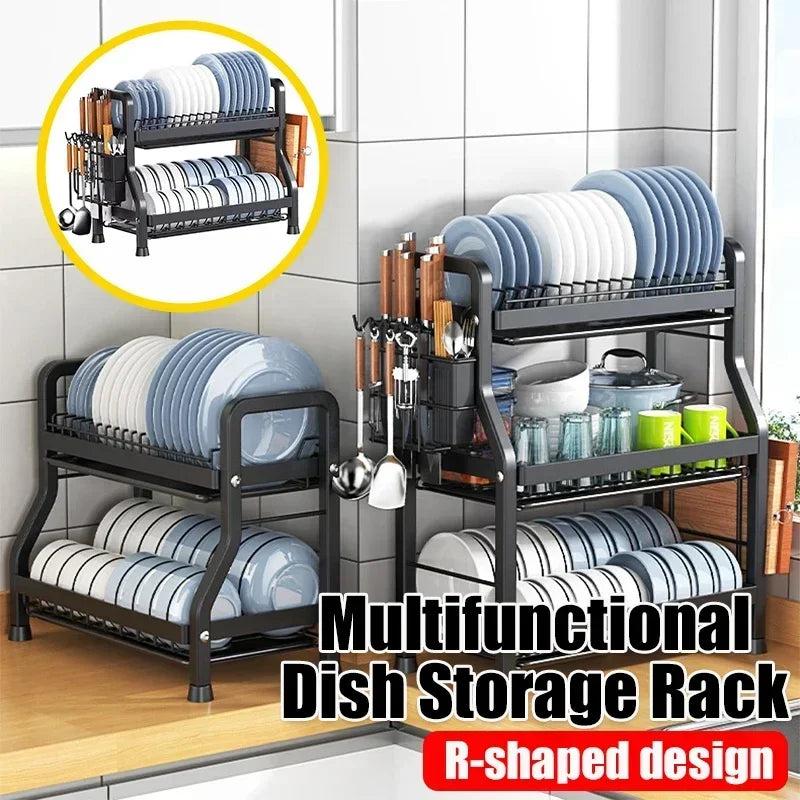 2/3 Tier Accessories For Kitchen Utensils Alacena Set Large Rust-proof Rack Dish - Storage Shelf