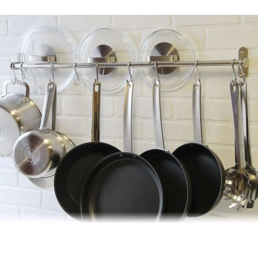 Lyon 31.5 Wall Mount Kitchen Utensil Holder With 10 S Hooks For Hanging Pots - Organizer - view 5