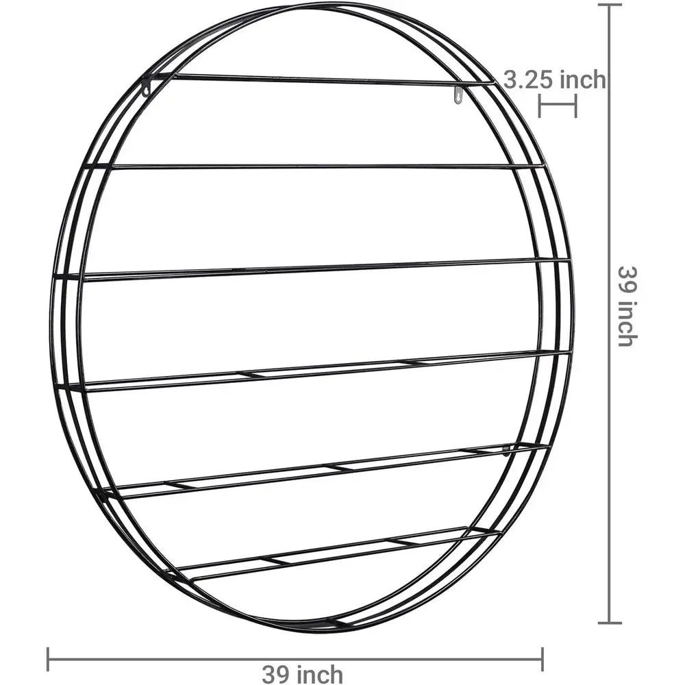 12-Bottle Modern Black Metal Round Wall Mounted Wine Rack – 6-Tier Horizontal Storage - Wine Rack - view 4