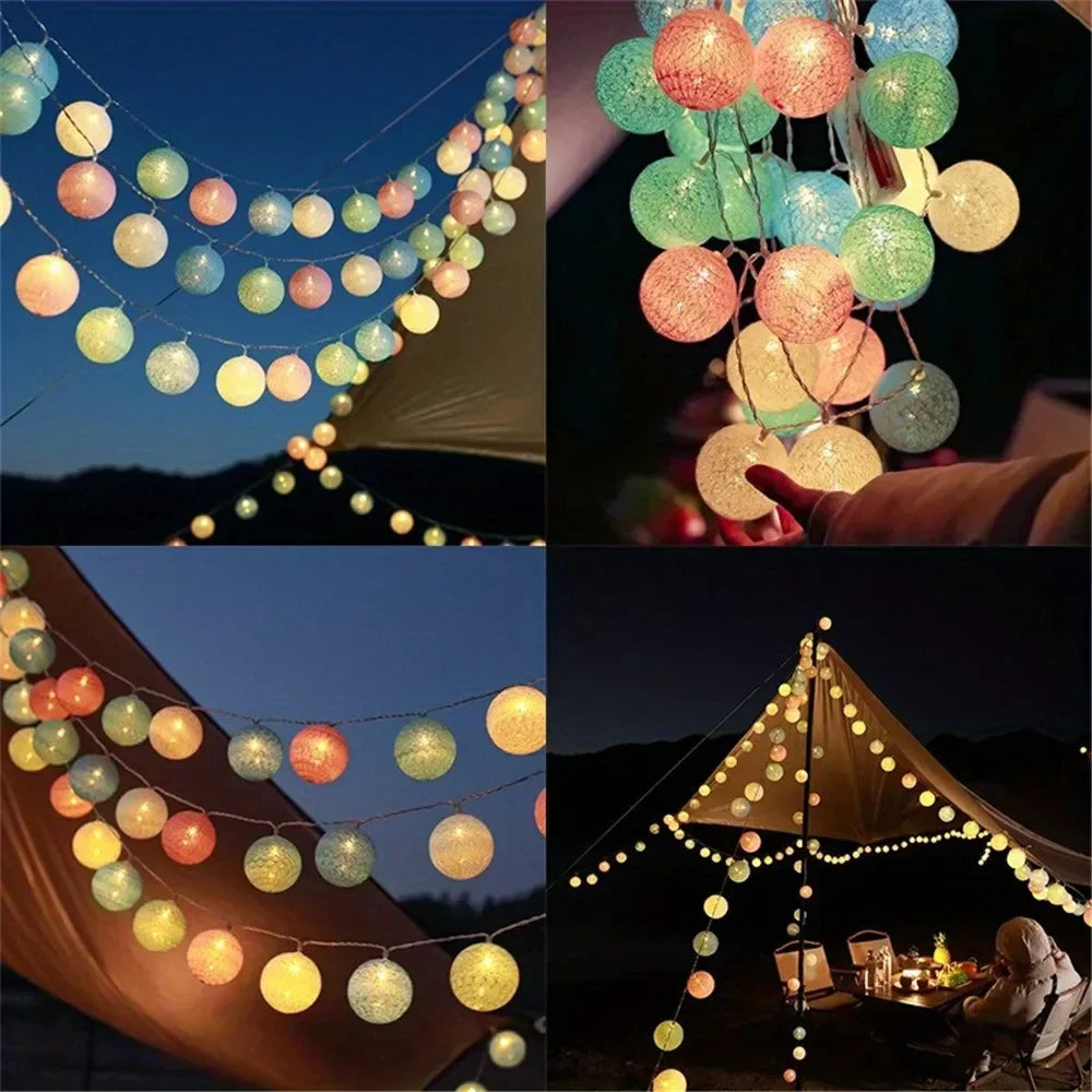 Cotton Garland Balls Lights String Christmas Easter Outdoor Hanging Party Baby Kids - Home Improvement - view 4
