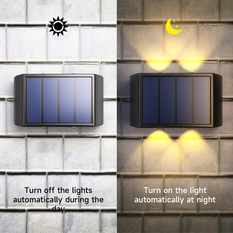 Solar Wall Lamp Outdoor 4/10/16LEDs Warm Light Waterproof Up And Down Luminous - Solar Light - view 4