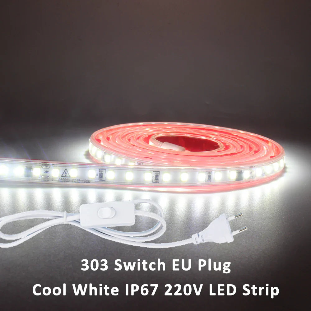 220V LED Strip Light SMD2835 120LEDs/m Waterproof Tape Lamp with EU Plug 1M 2M - Kitchen Faucet - view 8