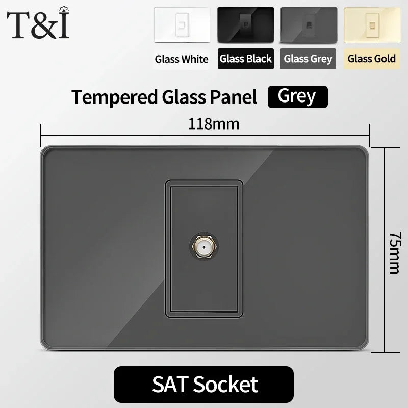 118 Series 118*75mm Tempered Glass US Thai Wall Socket Dual USB Type-C Ports Light - Home Improvement - view 8