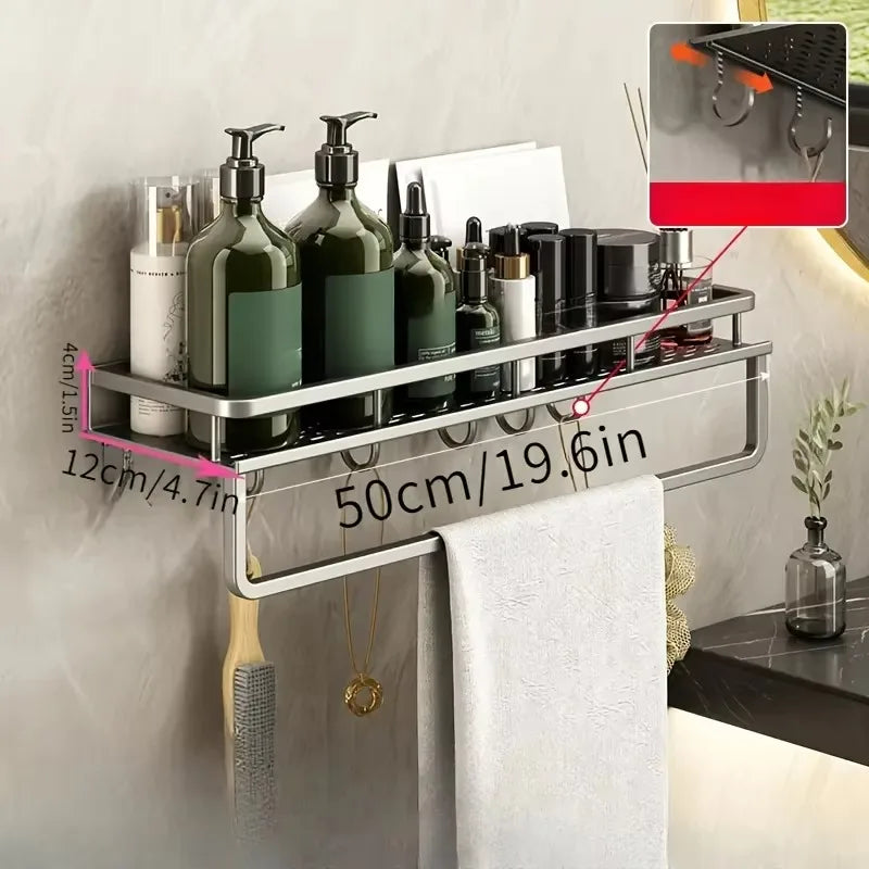 Aluminum Wall-Mounted Shelf Multifunctional Kitchen Spice Storage Rack Kitchen No - Storage Shelf - view 7