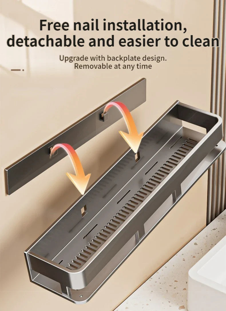 Aluminum kitchen rack kitchen shelf toilet storage no drill hanging rack bathroom - Storage Shelf - view 5
