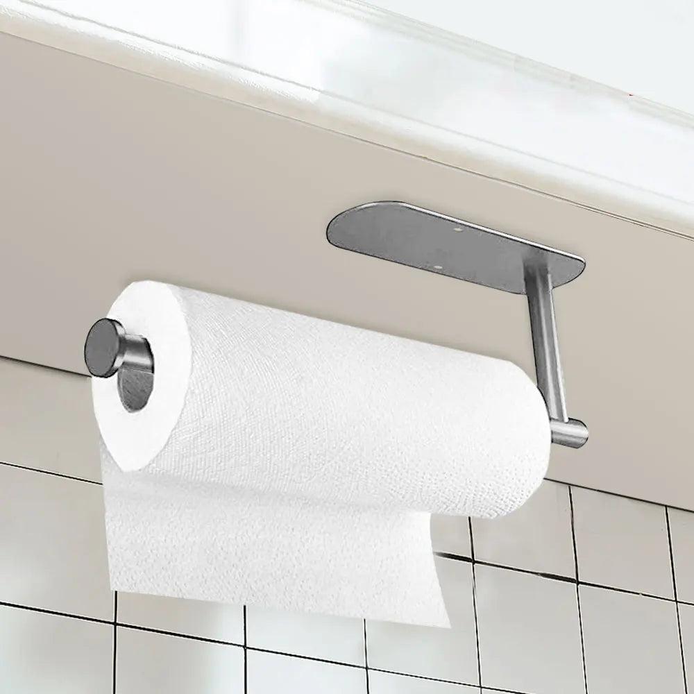Stainless Steel Silver / Black Paper Towel Wipe Hanging Rack Can Store Cling Film - Storage Shelf - view 4