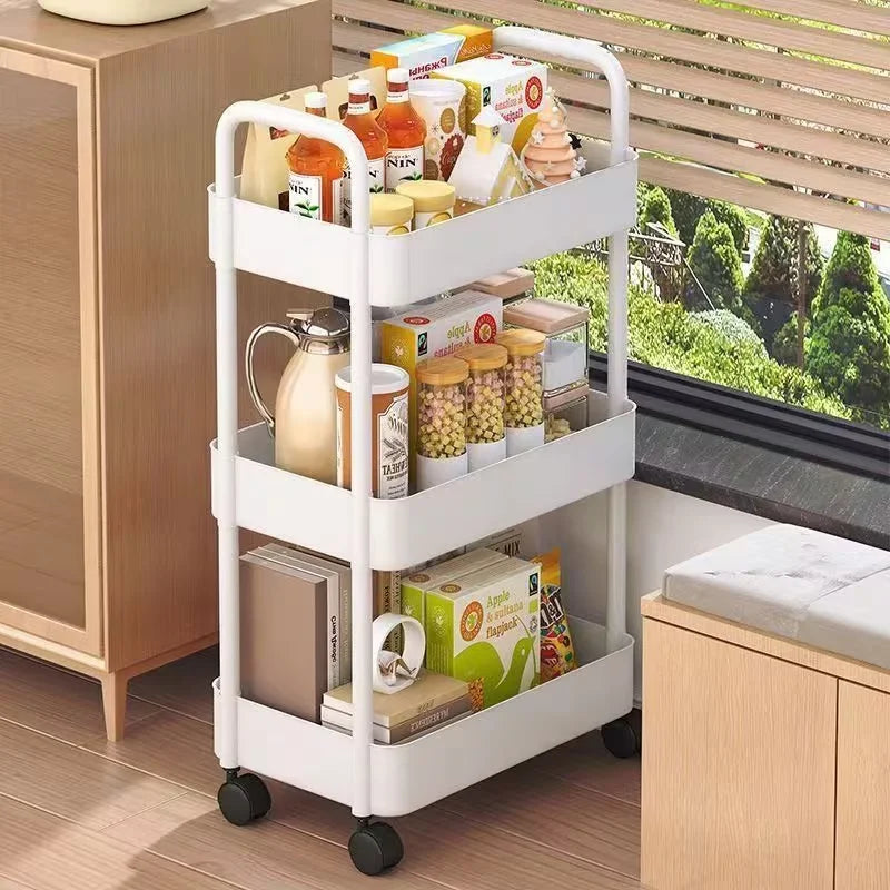 5 Layer Kitchen Rotating Organizer Rack Fruit Vegetable Storage Basket with Wheels - Cabinet Organizer - view 8
