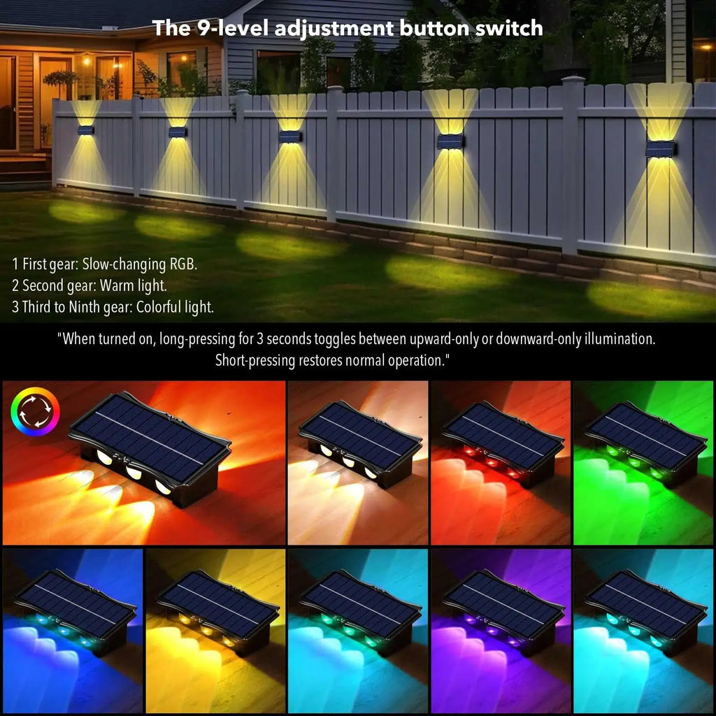 Solar Wall Lamp Outdoor Warm Light Waterproof Up And Down Luminous Lighting Balcony Yard - Solar Light - view 5