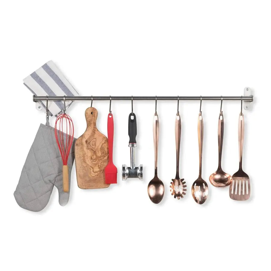 Lyon 31.5 Wall Mount Kitchen Utensil Holder With 10 S Hooks For Hanging Pots - Organizer - view 4