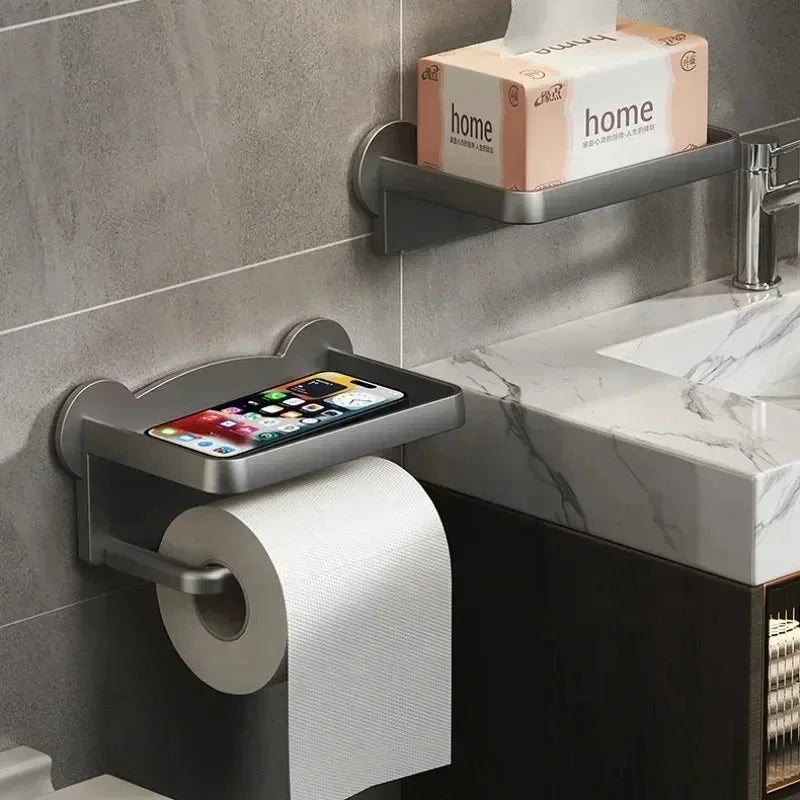 Aluminum Alloy Toilet Paper Holder Tissue Rack Bathroom Tissue Holder for Bathroom - Storage Shelf - view 3