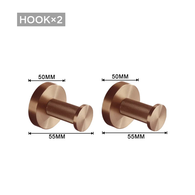 Brushed Rose Gold Accessories Set Toilet Brush Holder Toilet Paper Holder Towel Bar Rail - Organizer - view 8