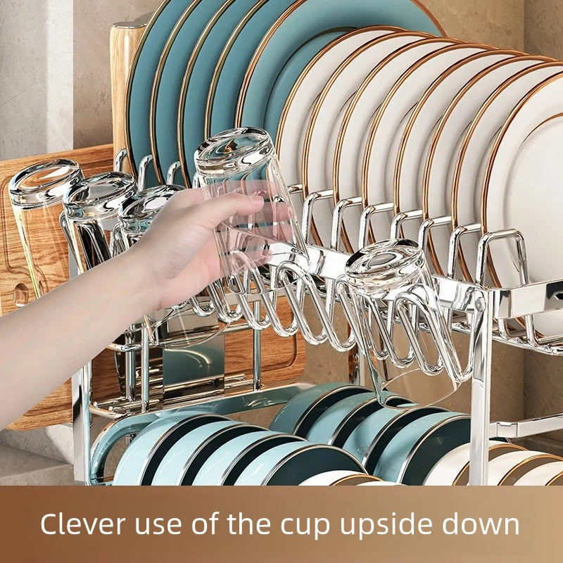 304 stainless steel kitchen storage rack, bowl and plate storage box, draining rack - Storage Shelf - view 6