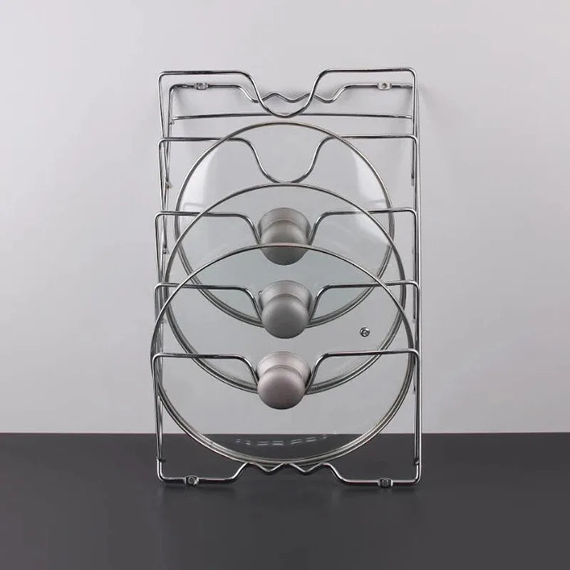 Kitchen Organizer Rack Wall Hanging Pot Cover Rack Five-Layer Pot Lid Metal Rust-Free - Cabinet Organizer - view 5