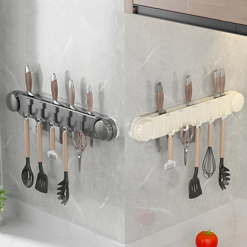 Household Kitchen Plastic Suction Cup Hook Storage Rack Wall Hanging Space Saving - Storage Shelf