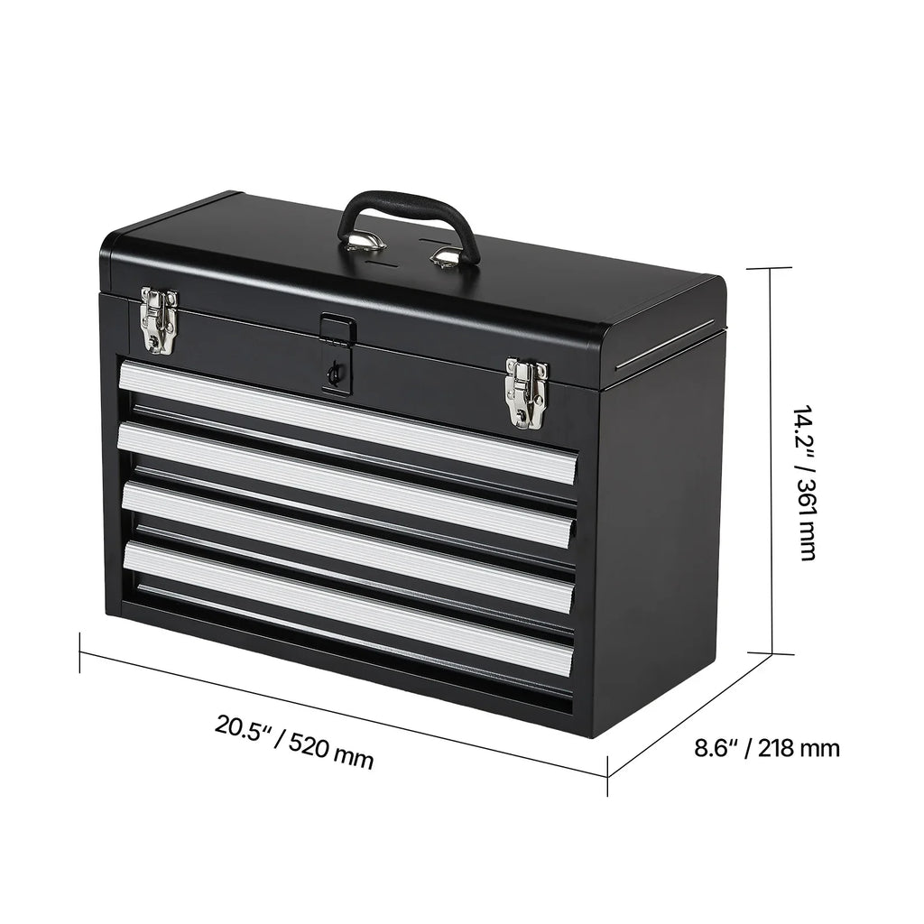 SucceBuy 20.5in Metal Tool Box Portable 4-Drawers Tool Chest with Drawers Locking - Cabinet Organizer - view 8