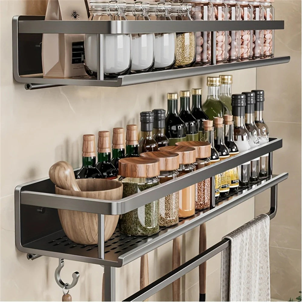 1 Multi-Functional Storage Rack With Rod Seasoning Rack Wall-Mounted Seasoning Storage - Storage Shelf - view 4