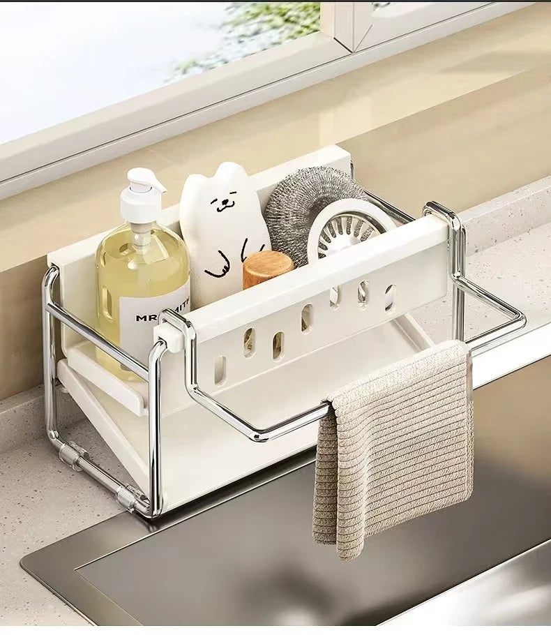 Stainless steel kitchen shelf, sink towel rack, drain basket, kitchen utensil rack - Cabinet Organizer - view 3