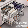 Deep 304 Stainless Steel Kitchen Drawer Double Damping Seasoning Basket Cabinet - Cabinet Organizer