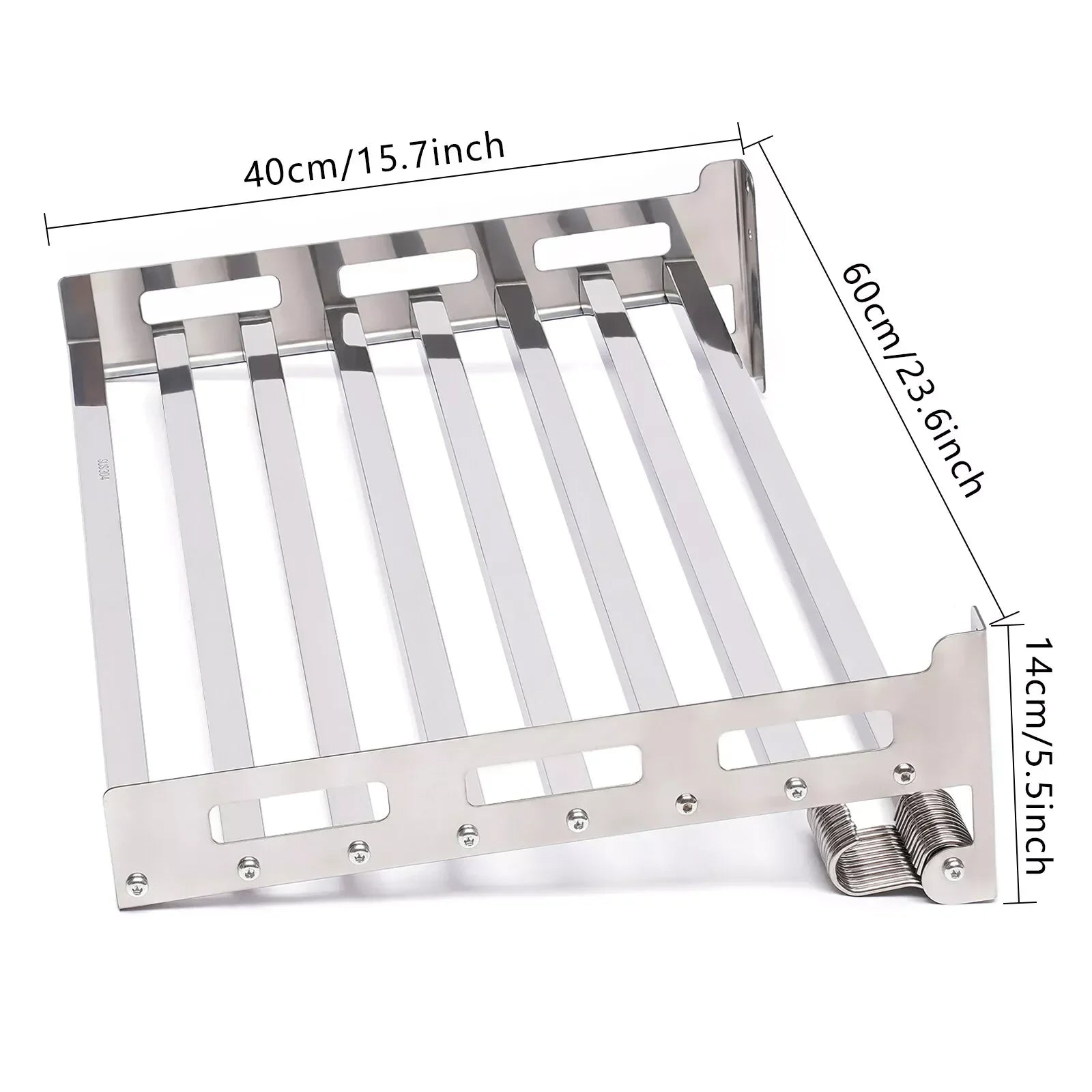 Wall Mount Microwave Oven Shelf Kitchen Item Storage Bracket With 12 Hooks SS201 Stainless - Storage Shelf - view 5