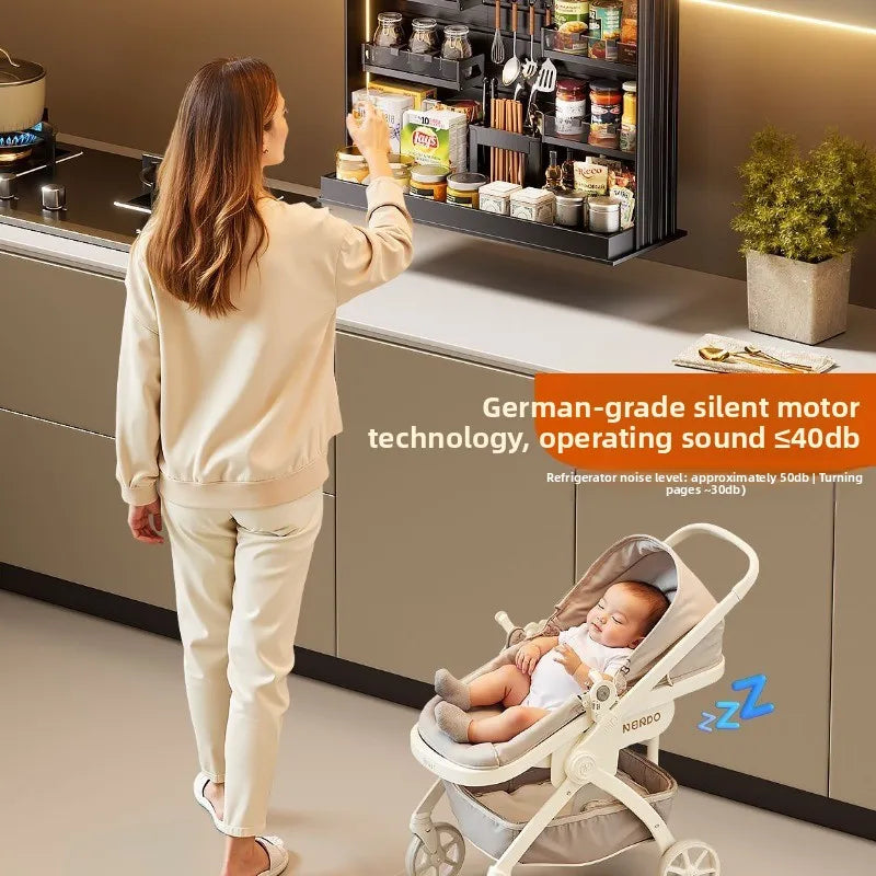 Kitchen cabinet drop-down seasoning basket vertical lift basket electric intelligent - Cabinet Organizer - view 4