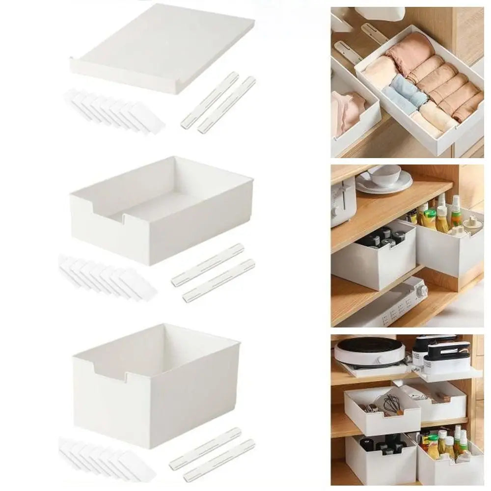 New Pull Out Cabinet Drawer Organizer Slide Out Space Saving Storage Shelves Plastic - Cabinet Organizer