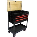 38.58 Rolling Multifunction Tool Cart with Wooden Top and Lockable Drawers for Storage in - Cabinet Organizer